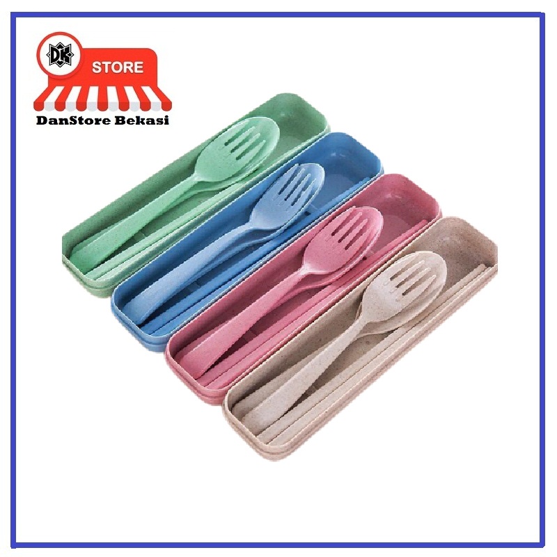 Kotak Sendok Plastik Set - Sendok Garpu Sumpit Tempat Sendok Plastik