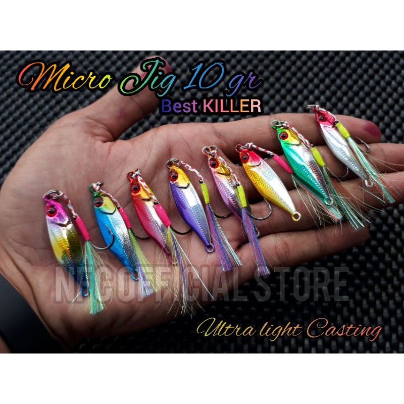 Micro jig / Metal jig 10 gr TETRA dengan Single dan Double ASSIST HOOK, Best KILLER