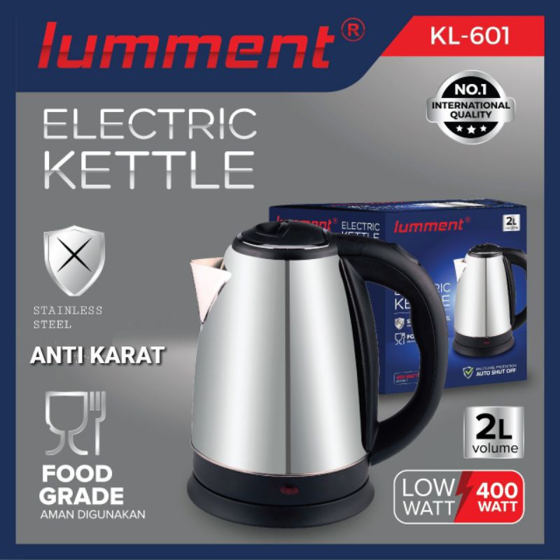 LUMMENT ELECTRIC KETTLE 2L KL 601 TEKO LISTRIK STAINLESS STEEL