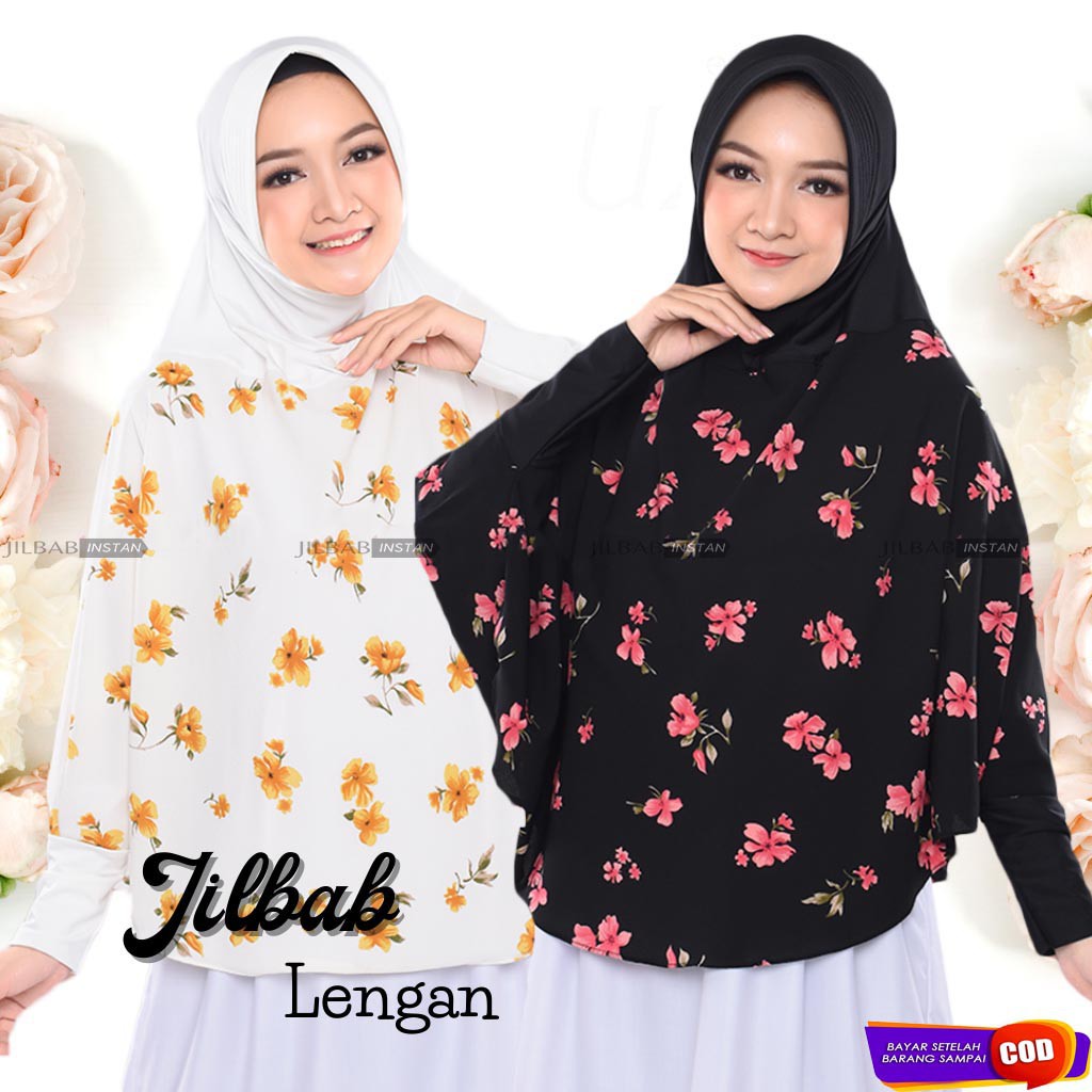 JILBAB LANGSUNG LENGAN TANGAN PANJANG INSTAN PET ANTEM JUMBO SYAR'I NYAMAN ADEM ORIGINAL MOTIF BUNGA