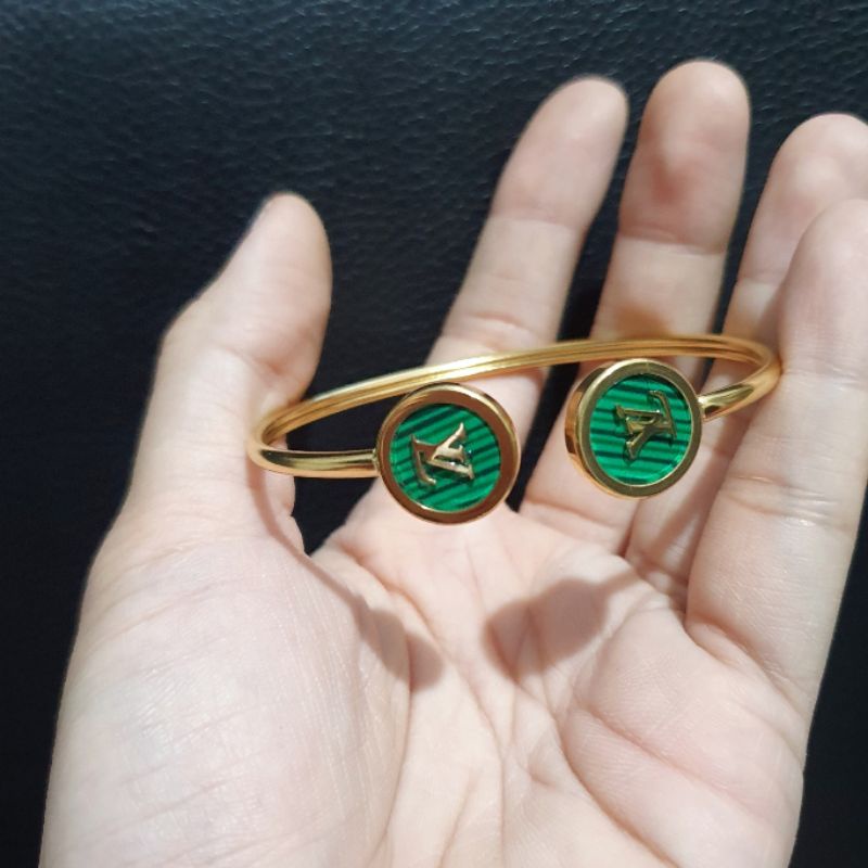 Gelang Titanium asli elv gold Premium Quality Kilau anti karat Bracelet Stainless Steel Branded Band T0019