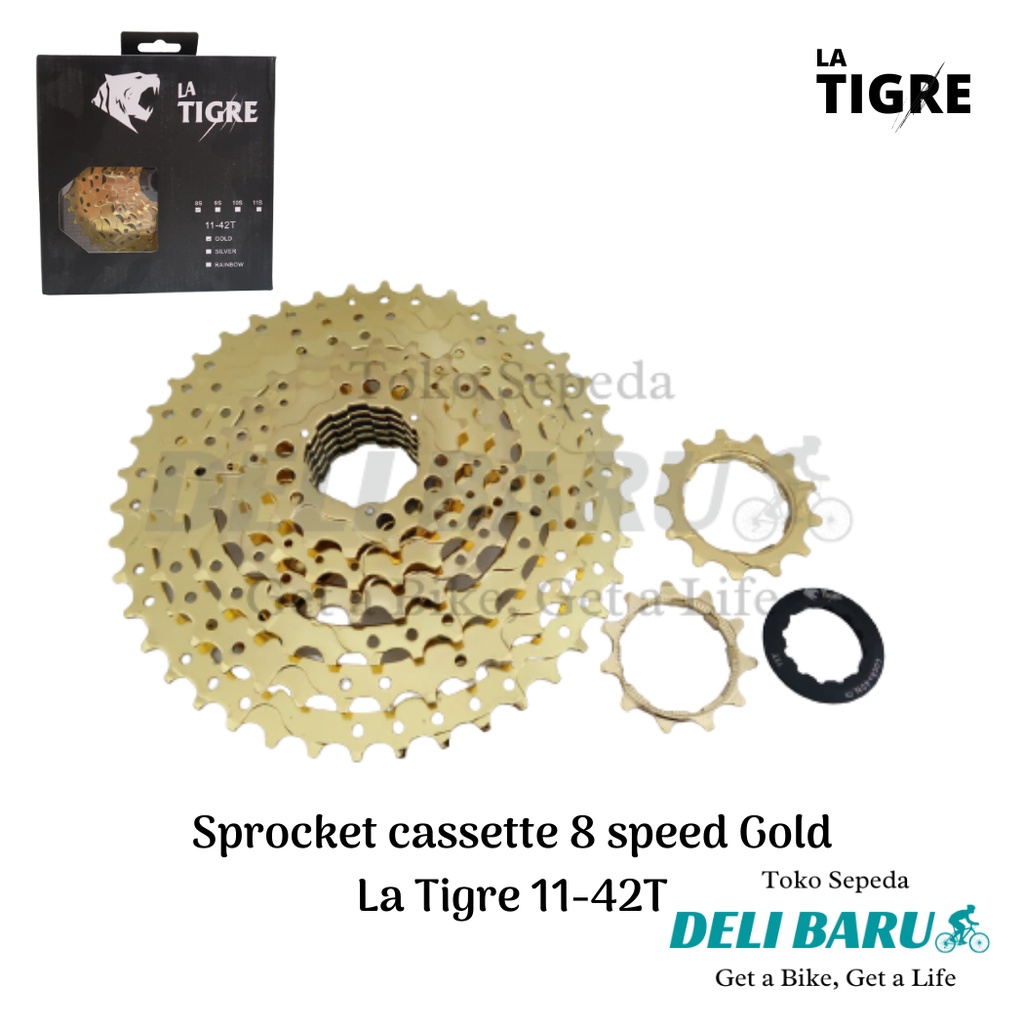 La tigre Sprocket cassette 8 speed gold model slop 11-42T sepeda MTB federal lipat