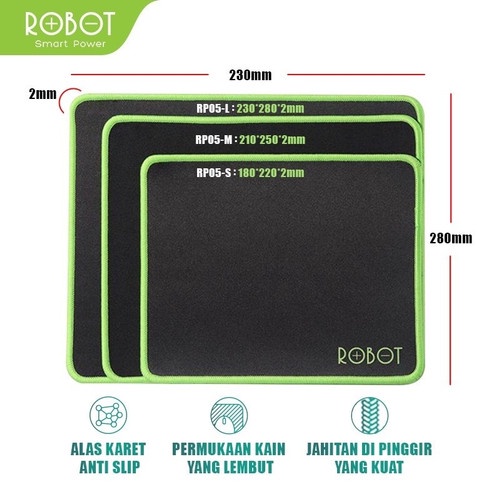 Robot RP05 S M L Gaming MousePad Black