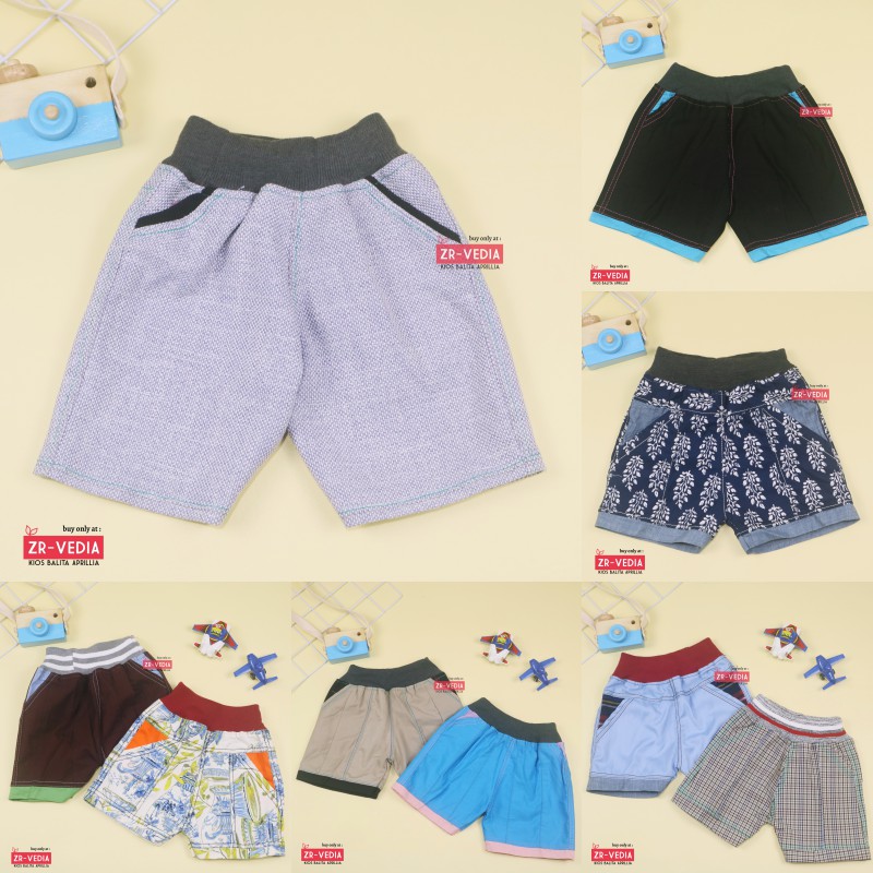 Celana Boxy uk 3-5 Tahun / Short Pants Anak Laki Polos Pendek Cowok Boxer Tebal Kantong Harian Murah