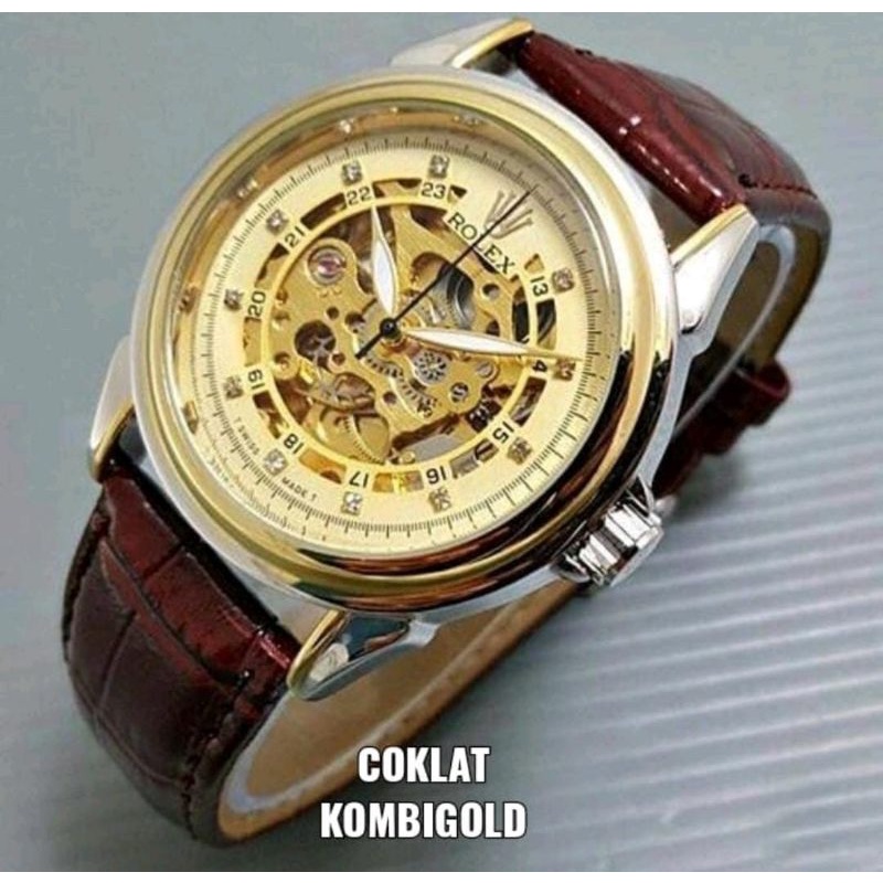 Automatic Jam Tangan Otomatis Tanpa Baterai Terlaris Kulit