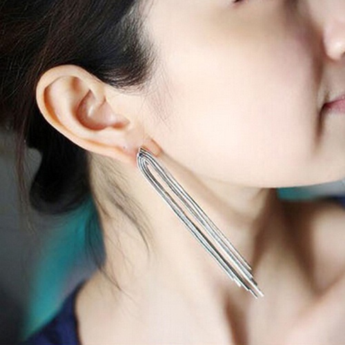 Hu Hu Hu Hu Hu Alat Bantu Pasang Kacamata♡ Anting Tusuk Gantung Wanita Desain Rantai Ularrumbai Untuk Pesta Cocktailpernikahan