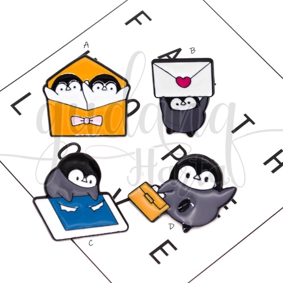 Pin Penguin Postman Bros Tas Motif Hewan Pinguin Kotak Pos GH 208162