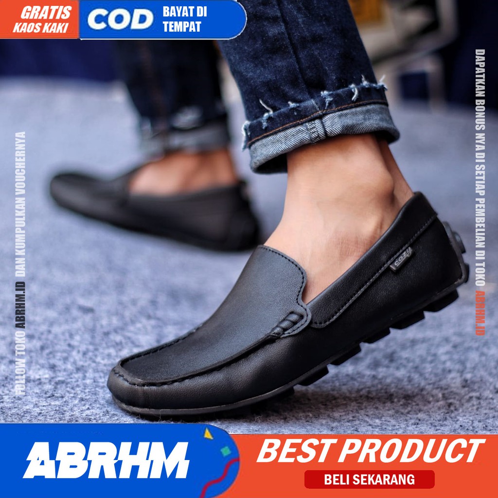 ABRHM x VENEZIA Sepatu Slip On Pria Sepatu Pria Casual Pria Kulit Pu Moccasin Sepatu Kerja Pantofel Semi Formal Sepatu Kasual Santai Gaya Keren Kekinian Murah Terlaris