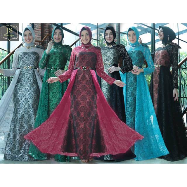 DRESS PESTA GLAM ORIGINAL BY JS COLLECTION / GAMIS KONDANGAN / GAUN PREWED MEWAH ELEGANT