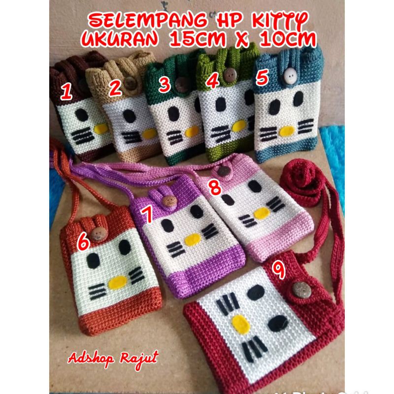 Tas Rajut Mini HP Kitty Lucu dan Unik