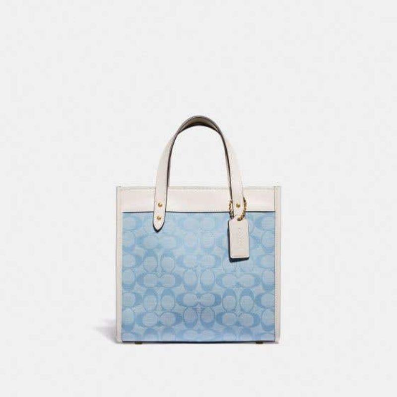 Coach Field Tote 22 In Signature Chambray(C4692)