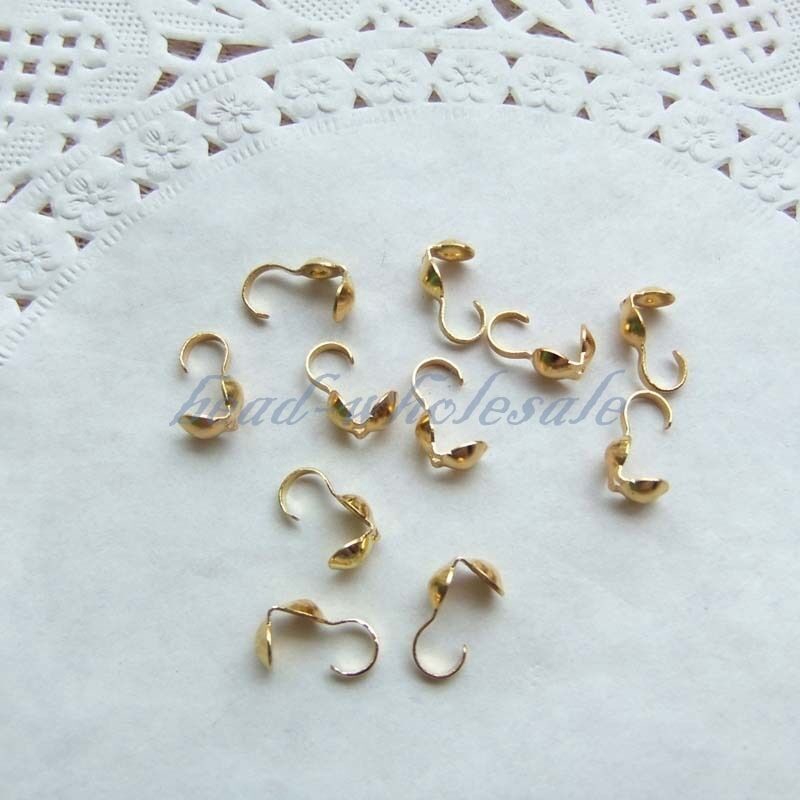 100pcs Cap Manikmanik Bahan Metal Lapis Emassilver Untuk Membuat Perhiasan