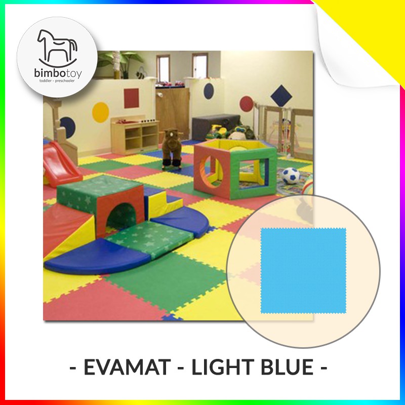 Bimbozone - Karpet Puzzle Evamat Biru Muda | Evamat 30x30cm UNIMATS - Light Blue