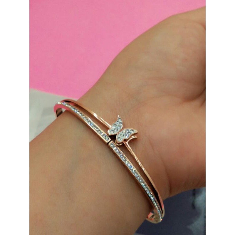 GELANG TITANIUM KUPU KUPU / GELANG WANITA IMPORT / GELANG IMPORT TITANIUM ROSE GOLD