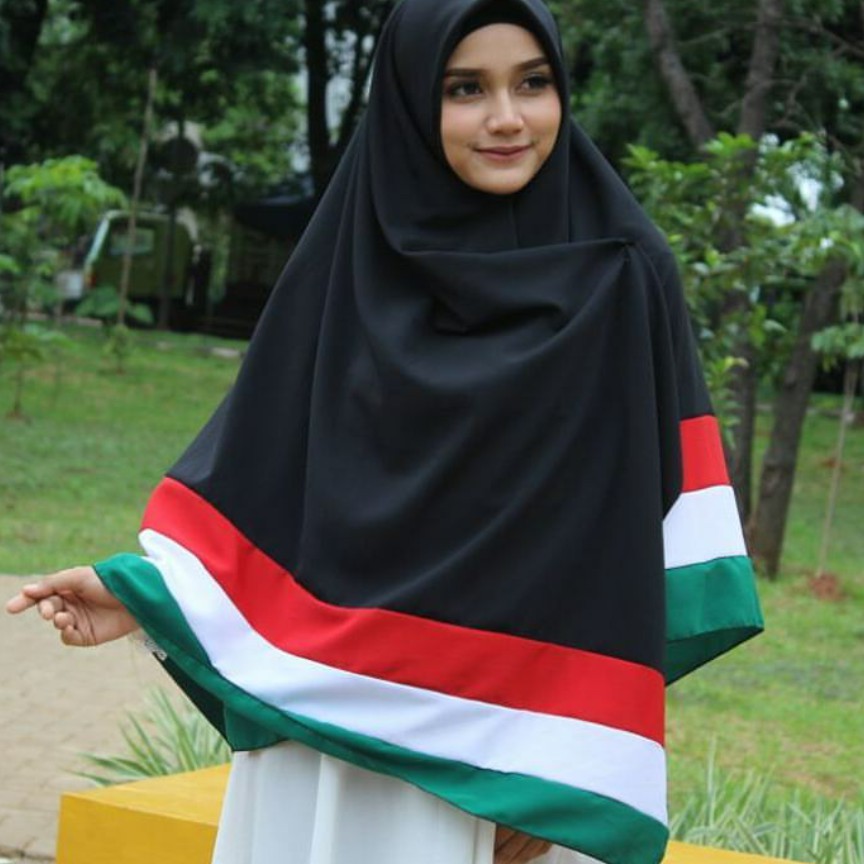 Jilbab palestin 2 sisi size XL hijab palestine khimar Palestina segiempat syari segi wolfis bergo