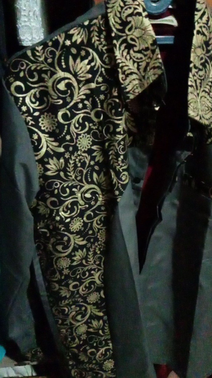 Batik Kemeja Lengan Panjang Kombinasi Slempang Baju Seragam Kantor Alkhalis