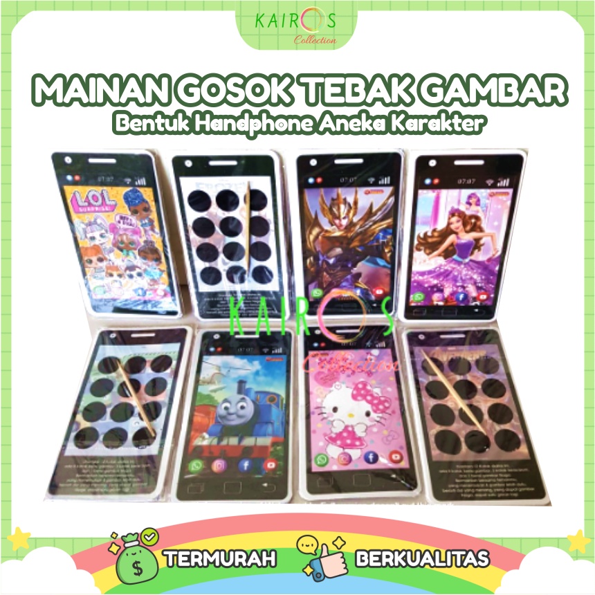 Mainan Anak Kreatif Gosok Bentuk Handphone Tebak Gambar