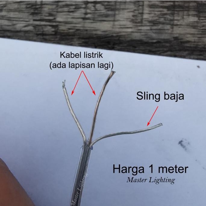 Kabel Bening Transparan + Sling Stainless Untuk Lampu Gantung