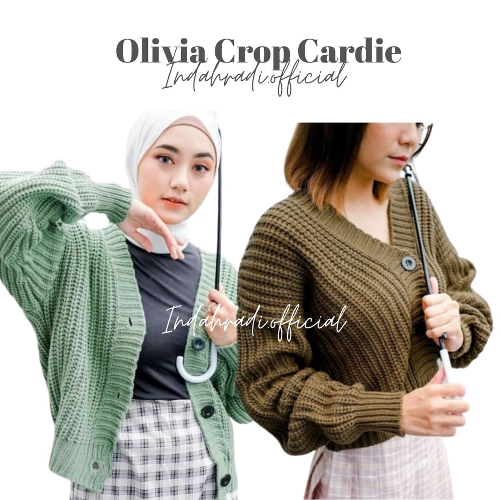 OLIVIA CARDI CROP TEBAL CARDIGAN RAJUT OVERISZE CARDIE BALON BAJU WANITA