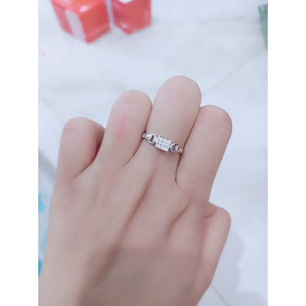 cincin kotak mp full / cincinperak asli silver 925 lapis emas/ cincin gashion wanita