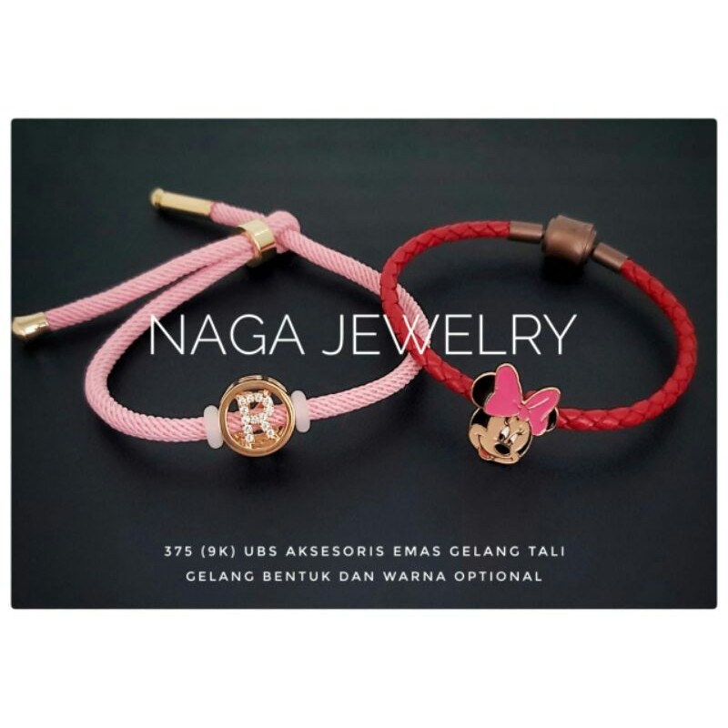 Gelang anak/baby tali mini mickey emas setengah tua kadar 375