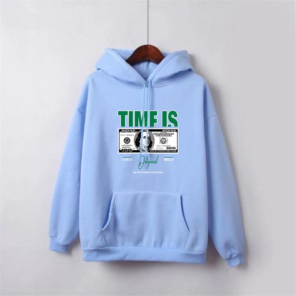 Sweater Pria TIME IS Hoodie Sweater Fleece Simpel Unisex