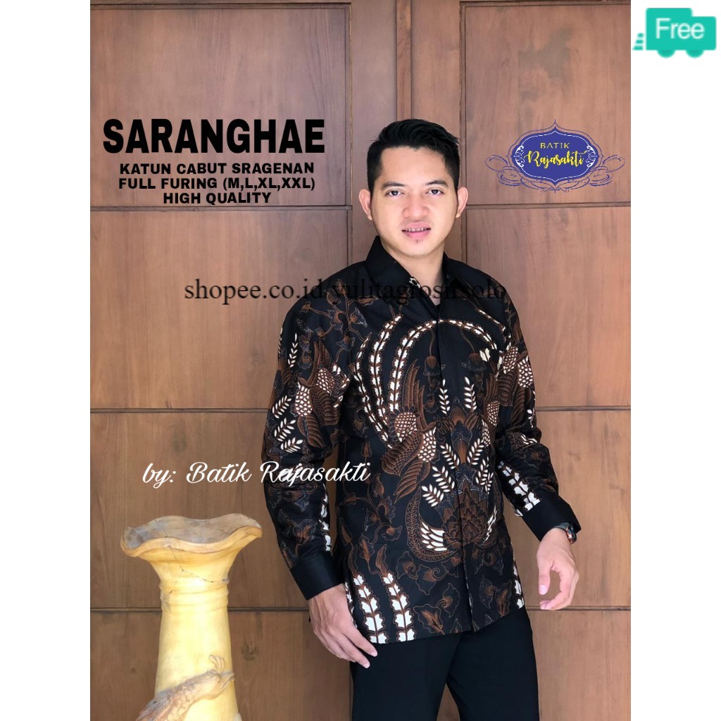 BAJU BATIK JUMBO PRIA XXXL BIGSIZE SARANGHAE KEMEJA ATASAN LENGAN PANJANG PREMIUM KATUN FULL FURING