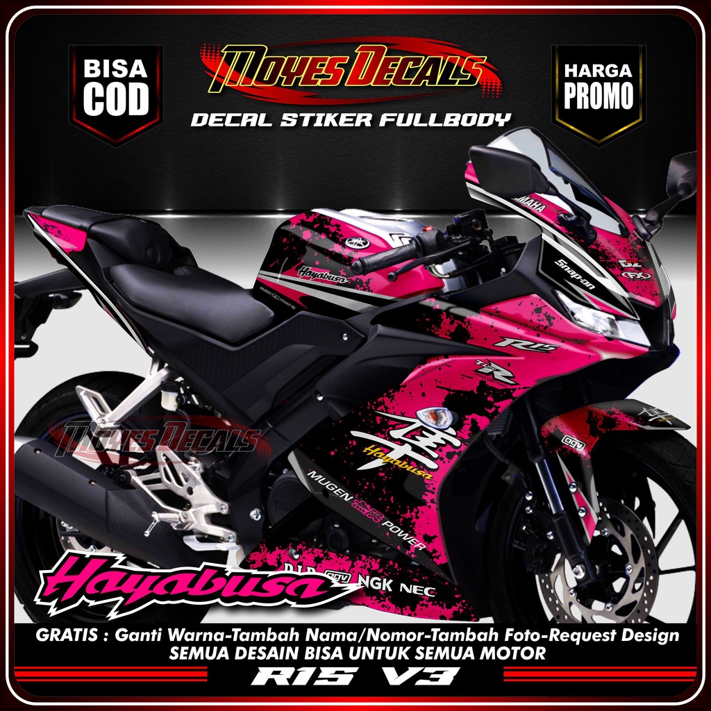 decal r15 v3 stiker decal striping r15 v3 sticker r15 v3 fullbody hayabusa pink candy