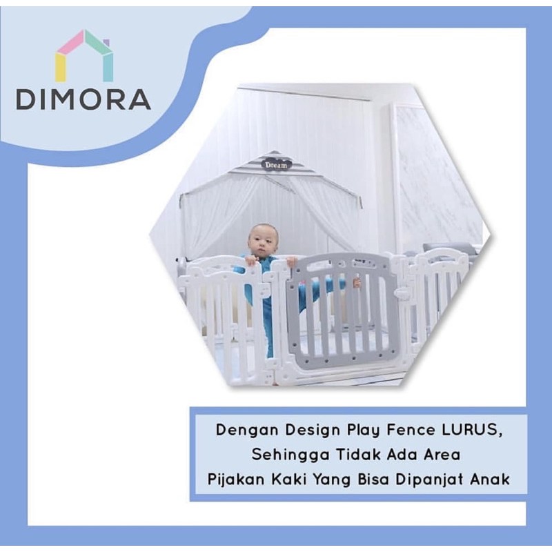 Dimora Fence PLAY 8 + 2 - Pink &amp; White Color Panel - Pagar pengaman anak