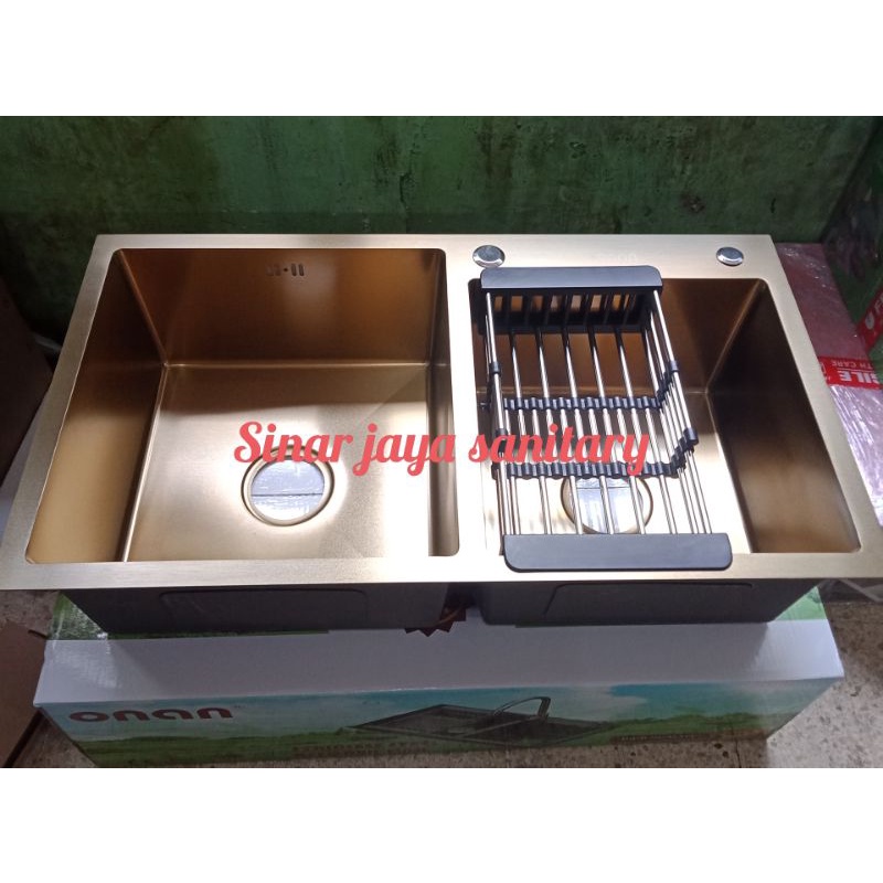 Kitchen sink minimalis ONAN GOLD stainless / Bak cuci piring Gold