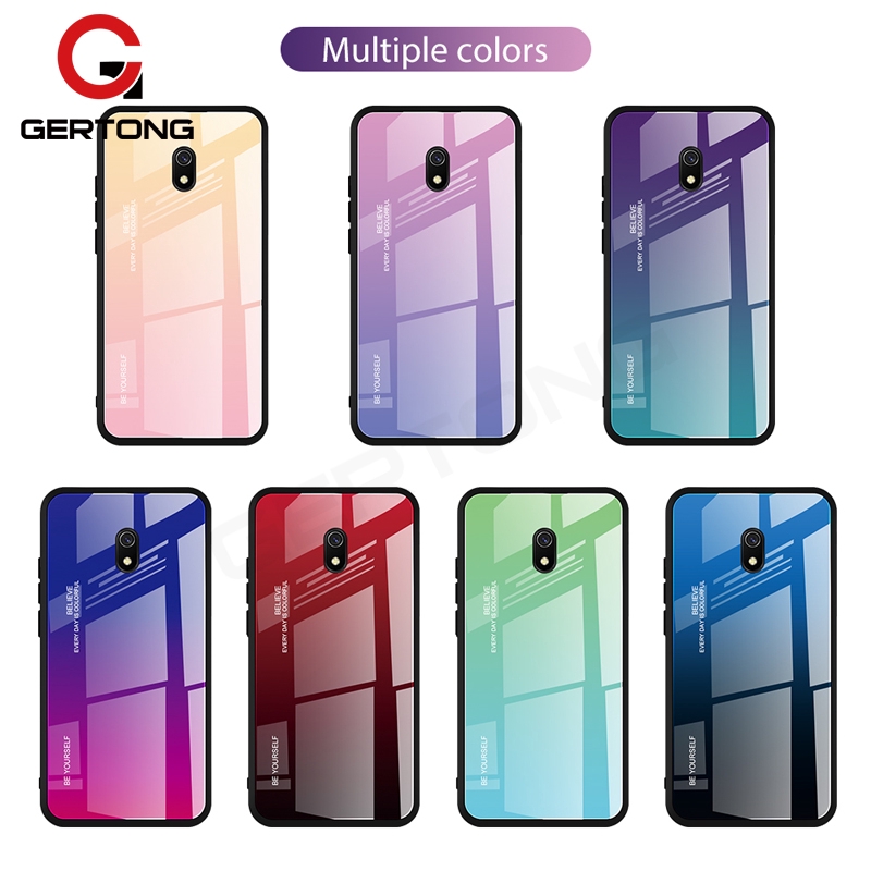 Case Pelindung Bahan Tempered Glass Warna Gradasi untuk Xiaomi Redmi