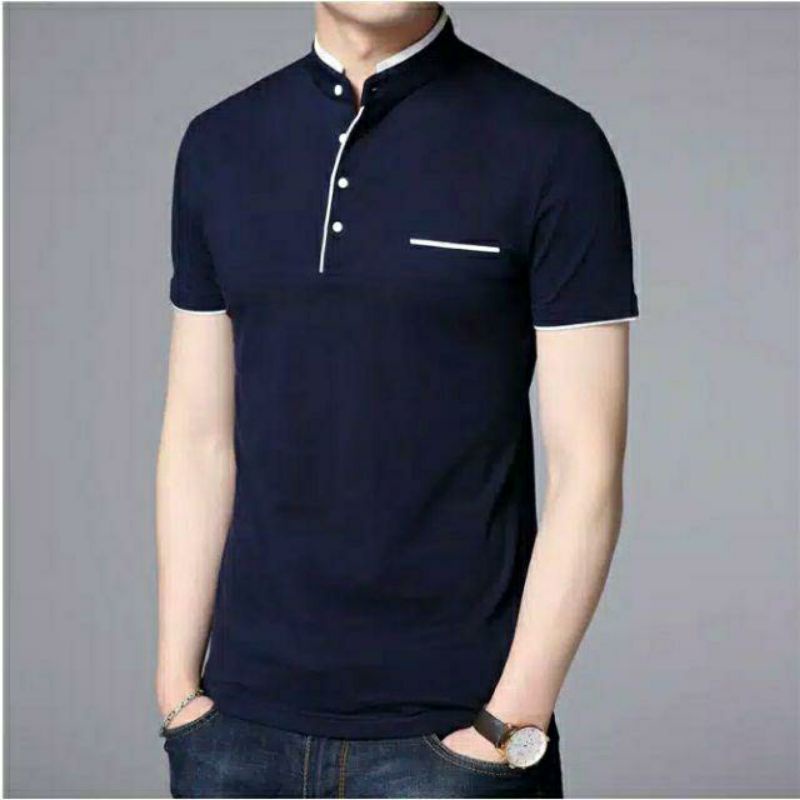 kaos polo pria lengan panjang kerah sanghai murah dan ori