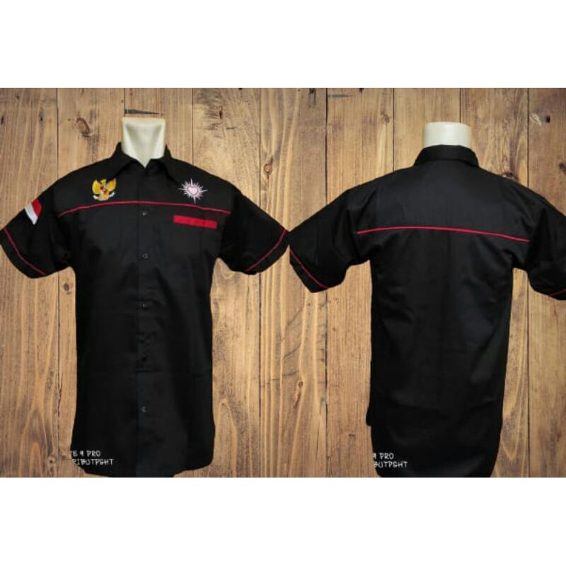 Kemeja PSHT Simple | Kemeja Nagata PSHT | Hem Bordir Hati Bersinar PSHT