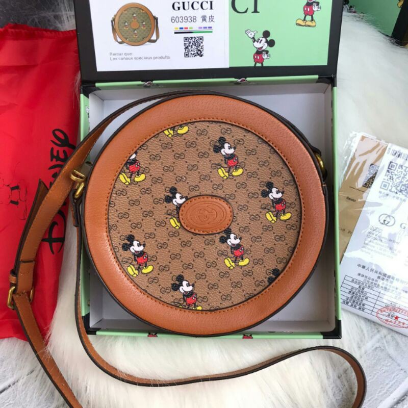 TAS SELEMPANG GUCCI MICKEY BULAT FREE BOX