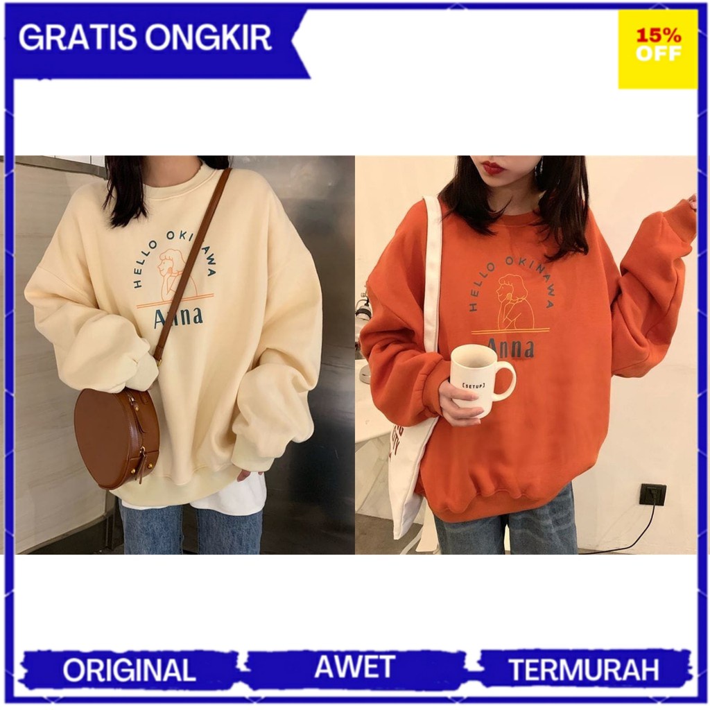 SITI SHOP 1212 - (BAYAR DITEMPAT) TERBARU DAN TERLARIS HELLO OKINAWA SWEATER OBLONG CREWNECK BAHAN F