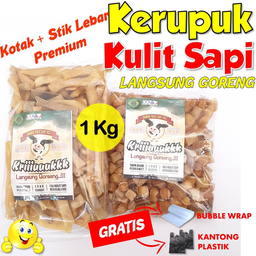 

Krupuk Kerupuk Kulit Sapi Mentah 1kg Dorokdok Viral Dorokdok Mentah Langsung Goreng Kotak + Stik