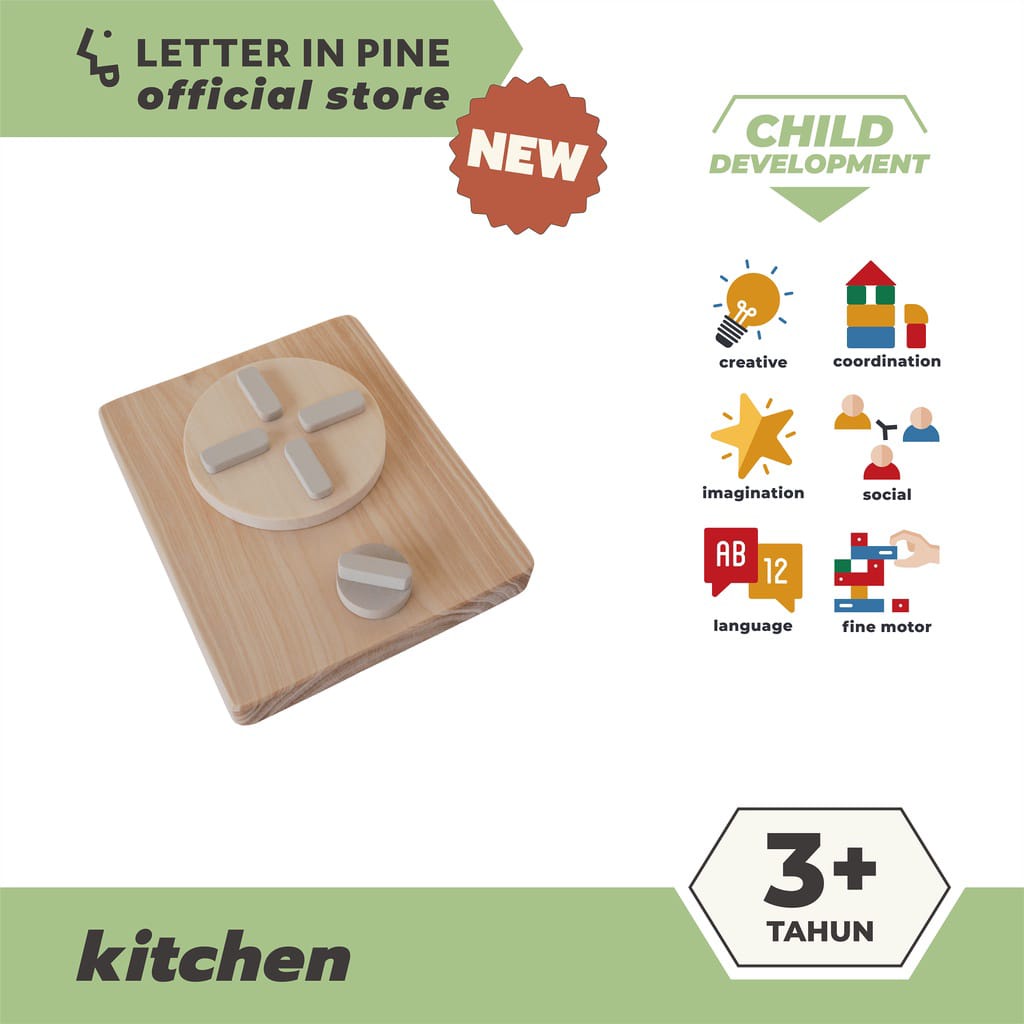 LETTERINPINE - SINGLE COOKTOP / Mainan Kayu Masak-Masakan