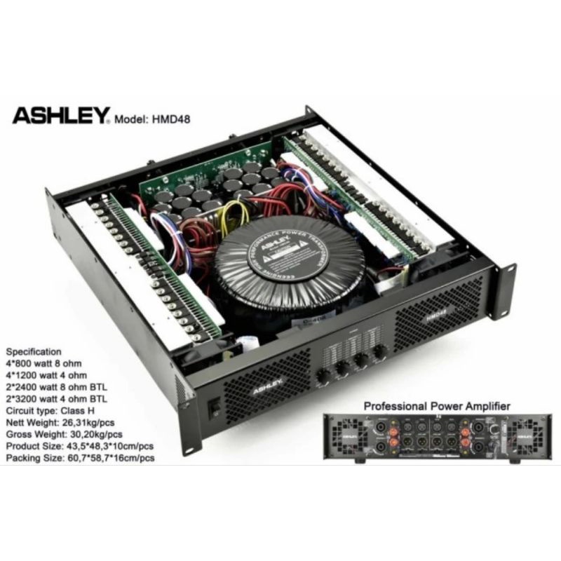 Power Amplifier ASHLEY HMD48 / HMD 48 4 CHANNEL ORIGINAL ASHLEY