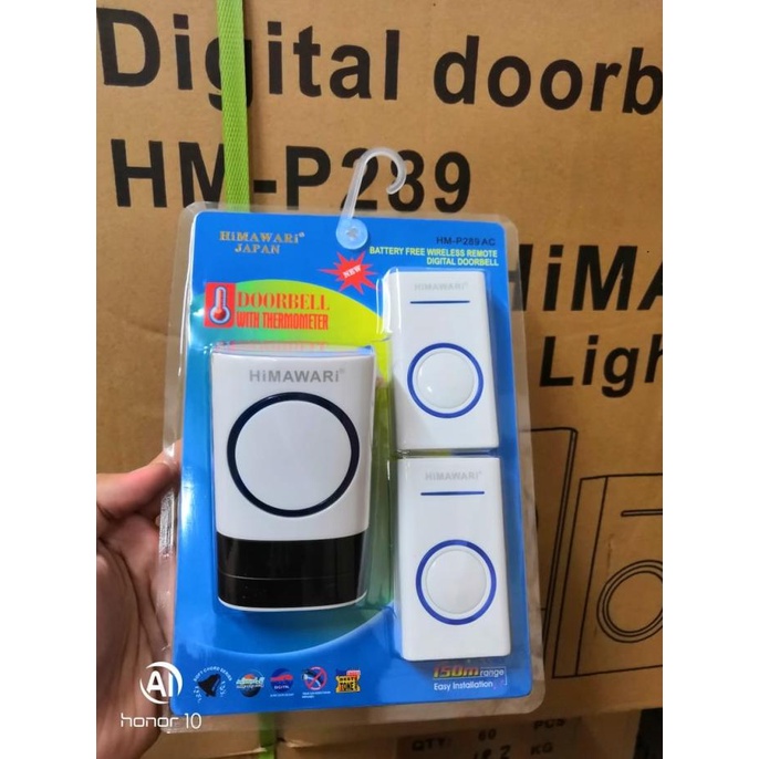 Himawari Wireless Digital Door Bell - Tanpa Baterai - Dual Remote