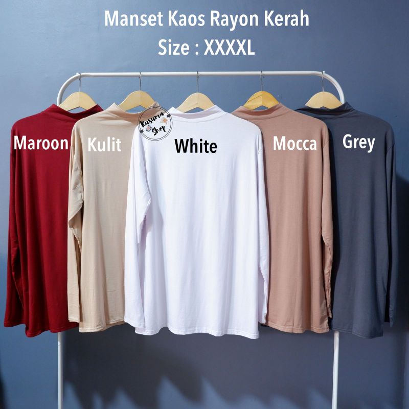 Manset Kaos Wanita Bahan Rayon Ukuran Jumbo (XXXXL) Kerah Tinggi