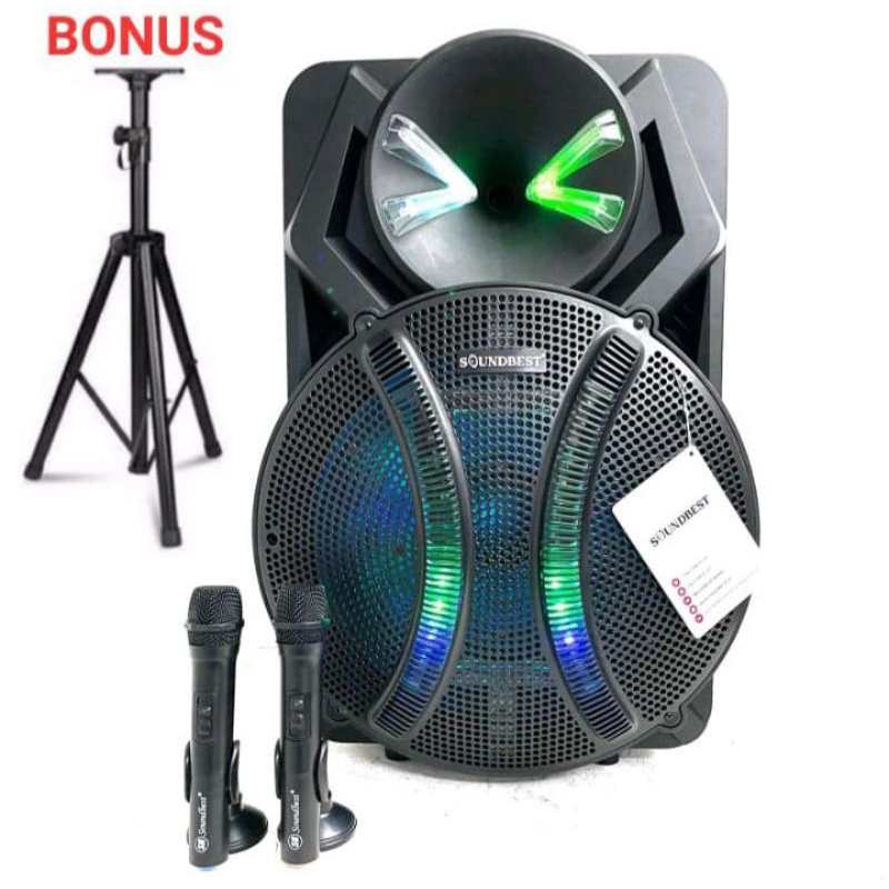 Speaker Portable Meeting Wireless Soundbest 18 Inch FT-18 Evolution Bluetooth USB SD 2 Buah Mic Wire