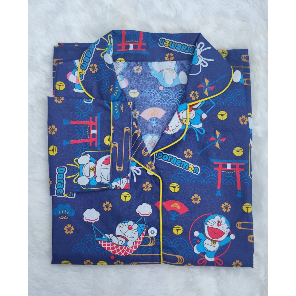 BJ-Piyama PP XXL Wanita Dewasa Murah - Baju Tidur Lengan Panjang-Emon Tori Navy