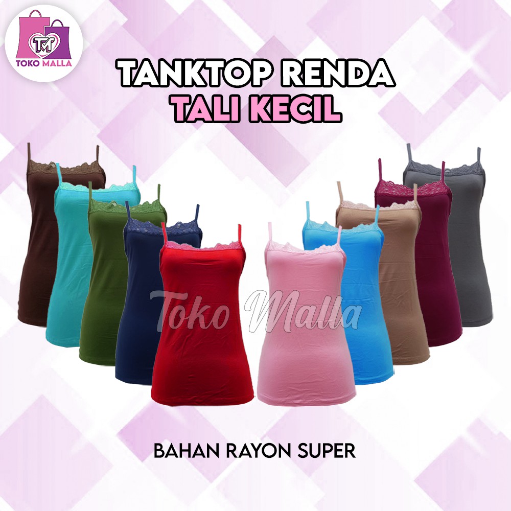 Camisol PREMIUM Tanktop Renda Tali Kecil, Tanktop Wanita Camisol Tali Kecil Camisole slim Ready stok-5