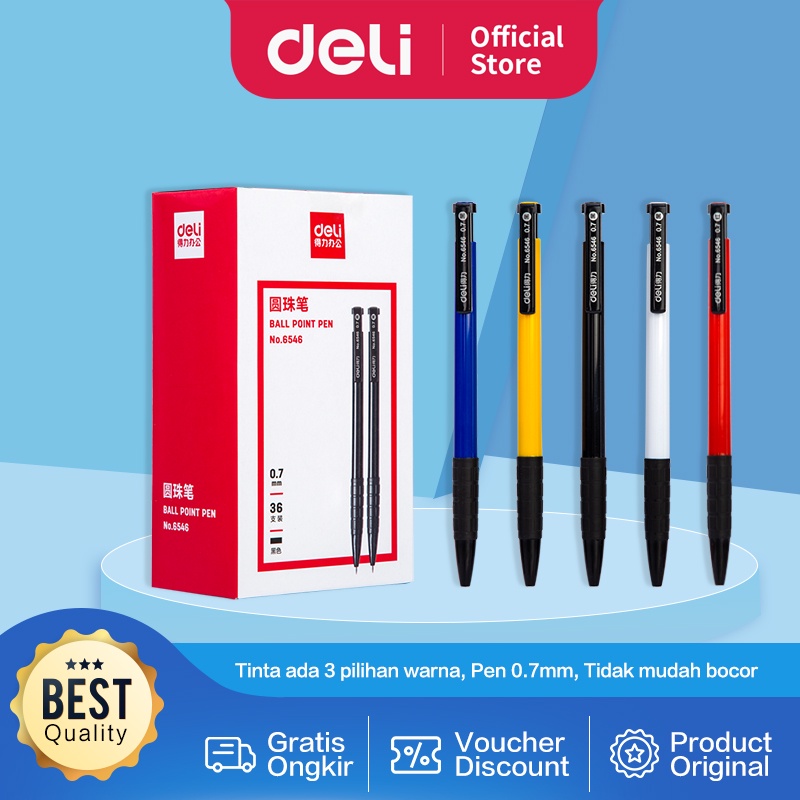 

Deli pulpen 1 pc 3 warna retractable isi tinta tebal 6546