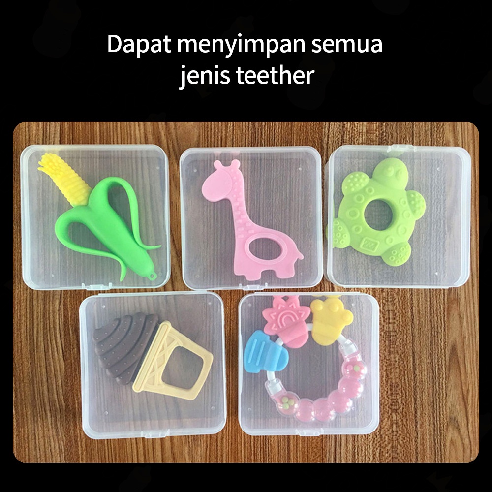 OKEYI Kotak penyimpanan kecil plastik kotak untuk teether bayi 9.5x9.5x2.8cm