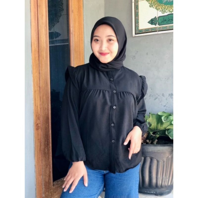 Miami Blouse Crinkle Airflow Atasan Wanita Ruffle Crinkle Premium