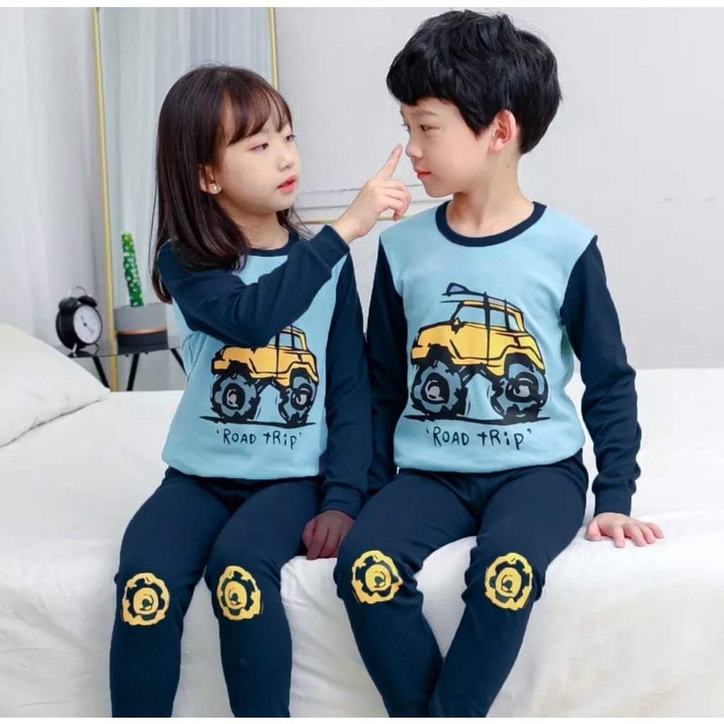 STELAN PIYAMA MOTIF MECKY /PIYAMA ANAK CWEK CWOK BAHAN KAOS/LENGAN PANJANG/TERBARU/TERMURAH 1-5