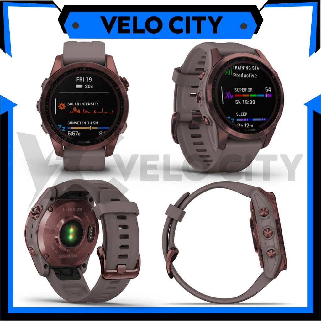 Garmin Fenix 7S Sapphire Solar - Dark Bronze Titanium Garansi Resmi TAM 2 Tahun