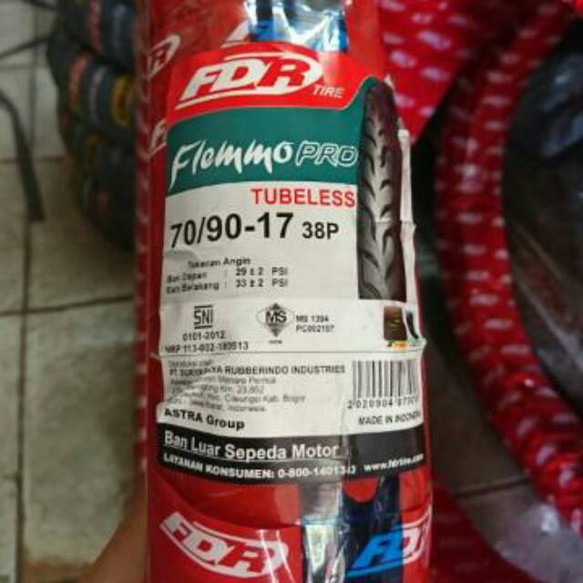 Ban TUBELESS FDR Flemmo Pro 70/90 ring 17 ban motor bebek sonic supra x 125 vega zr