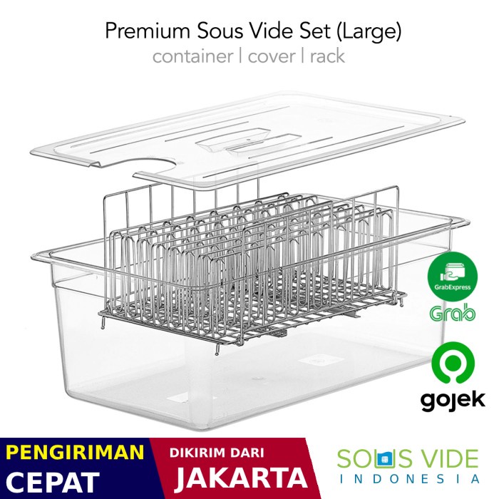 Sous Vide Accessories, Container + Lid + Rack (Large, 24 Litres)